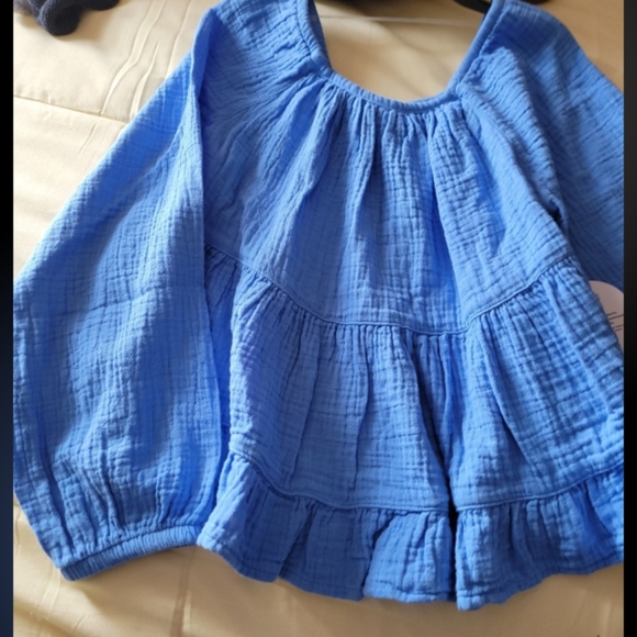 NWT  Wonder Nation Tiered Peasant Top LITTLE GIRLS : Small 6-6X  Blue - Picture 1 of 2
